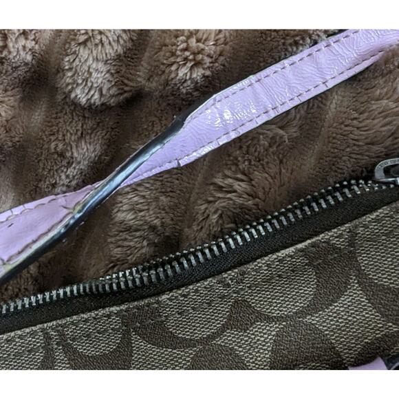 Coach Peyton Signature Crossbody F18926 Khaki Lavender Canvas Bag - Picture 9 of 13